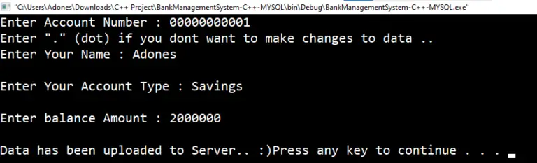 Bank Management System Project in C++ and MySQL Database