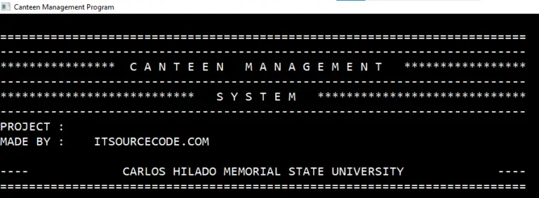 Canteen Management System Project in C++ and MySQL