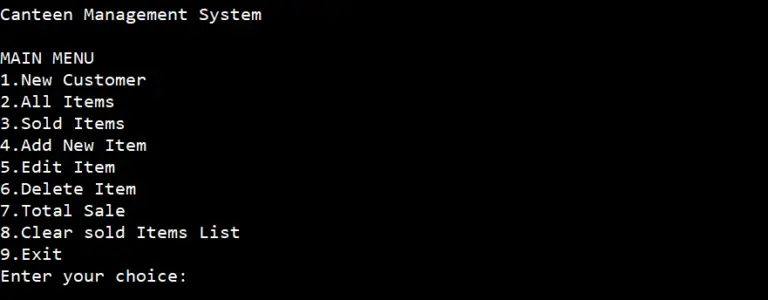 Canteen Management System Project in C++ and MySQL