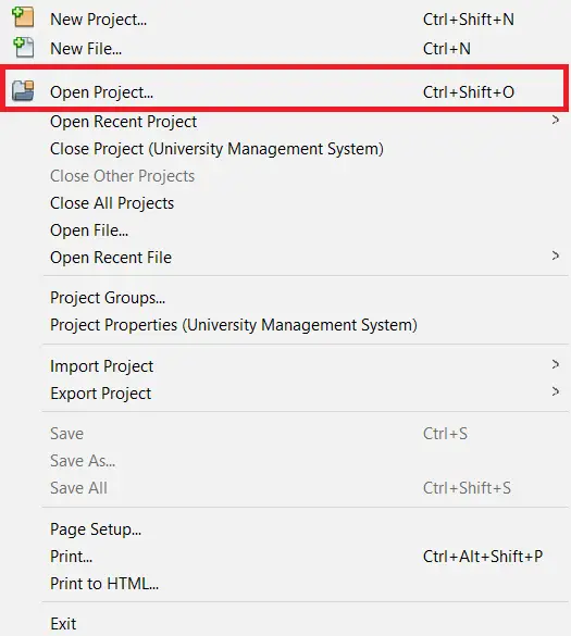 university management system project in java open project