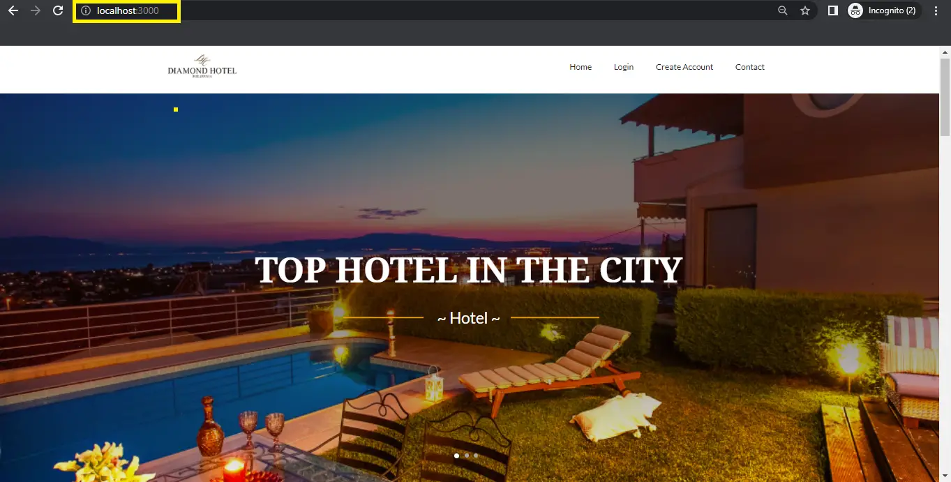 copy url in Hotel Management System Project in Node JS with Source Code