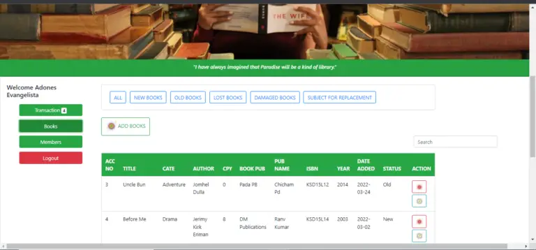 Library Management System Project in Angular JS Source Code