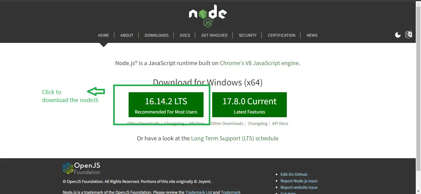 install nodejs in College Management System Project in Node JS with Source Code