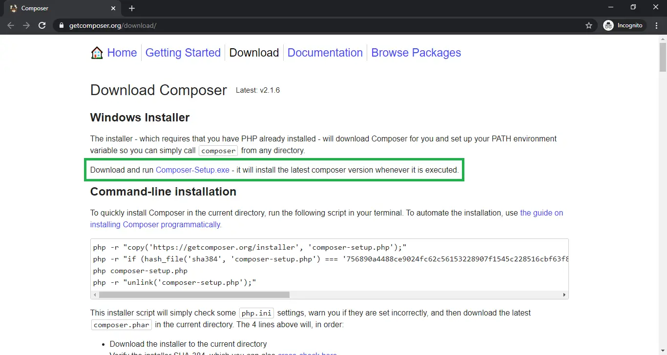 Download Composer in Content Management System Project in Laravel with Source Code