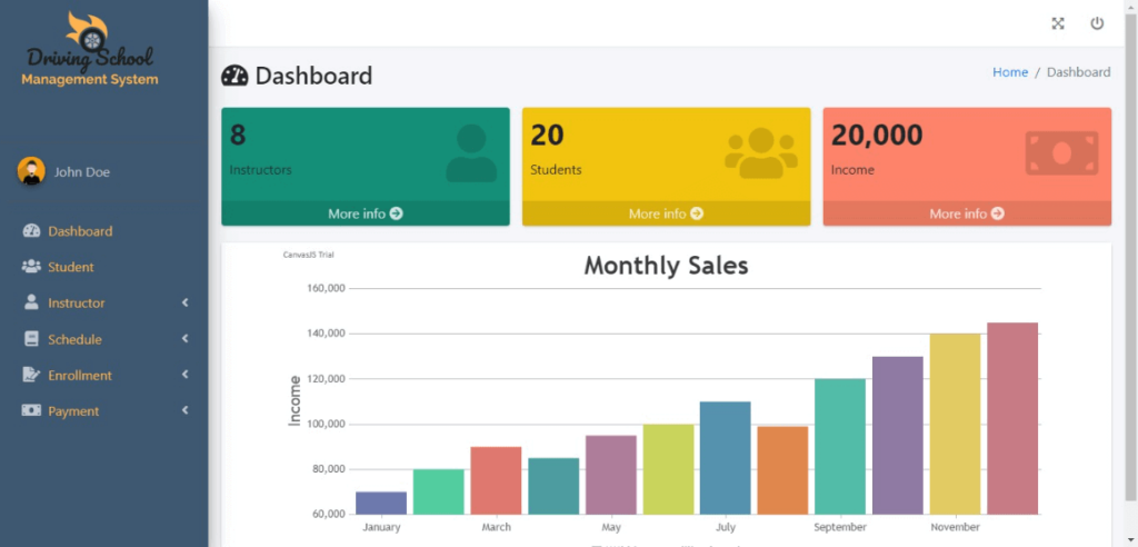 Driving School Management System Bootstrap Template - Admin Dashboard