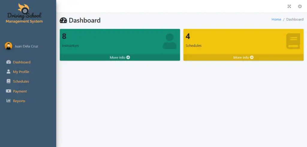 Driving School Management System Bootstrap Template - Student Dashboard