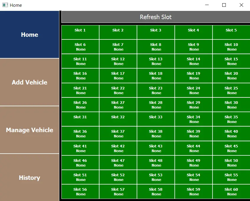 Parking Management System Project in Python Output