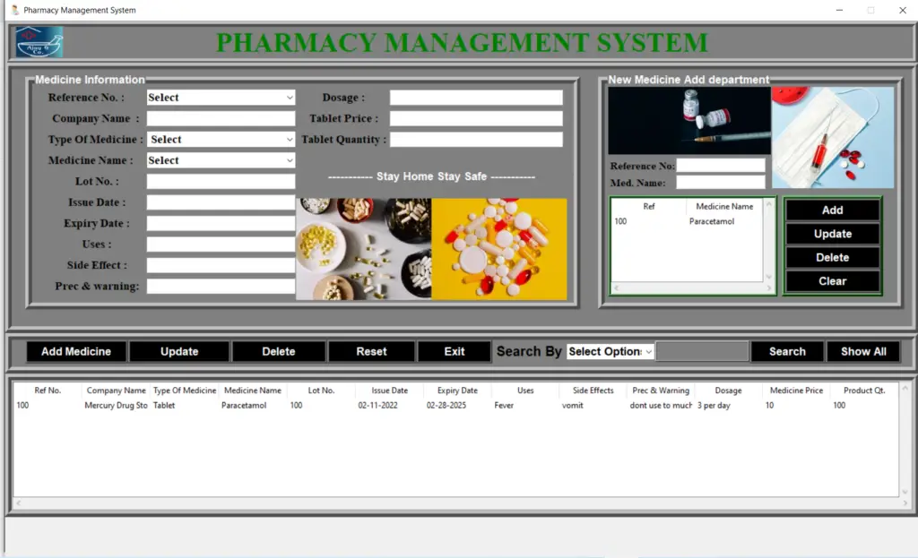 Pharmacy Management System Project in Python Output