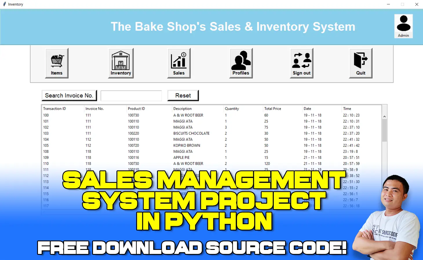 Sales Management System Project in Python with Source Code