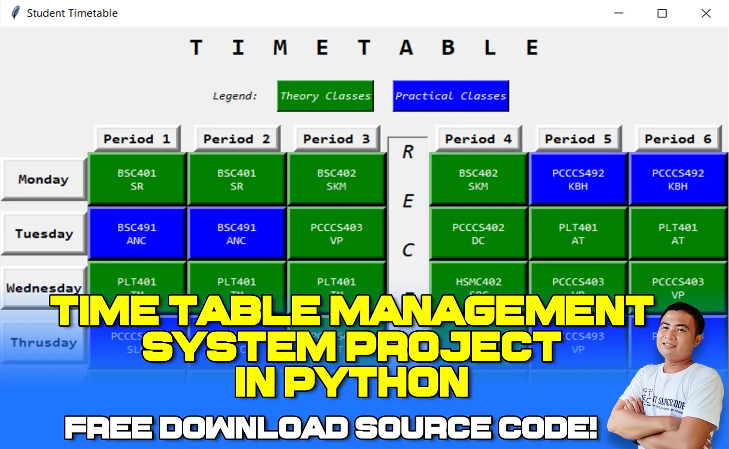 Time Table Management System Project in Python with Source Code