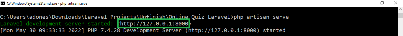 copy url in Online Quiz Management System Project in Laravel with Source Code