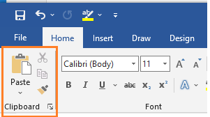 Clipboard Group of MS Word Home tab
