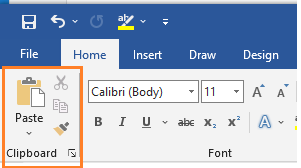 Clipboard Group of MS Word Home tab