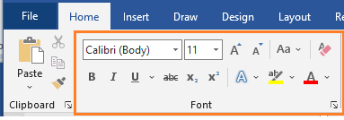 Font Group of MS word Home Tab