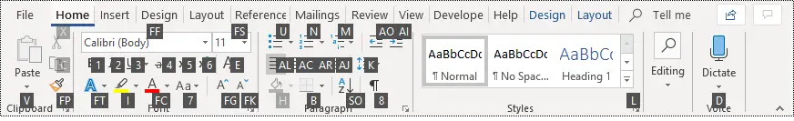 MS Word Home tab Keyboard Shortcut