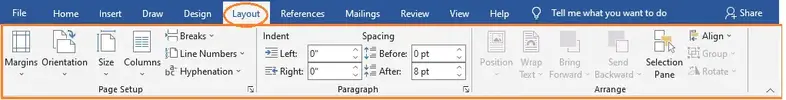 MS Word Layout Tab