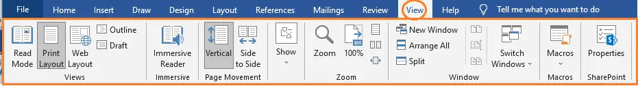 MS Word View Tab