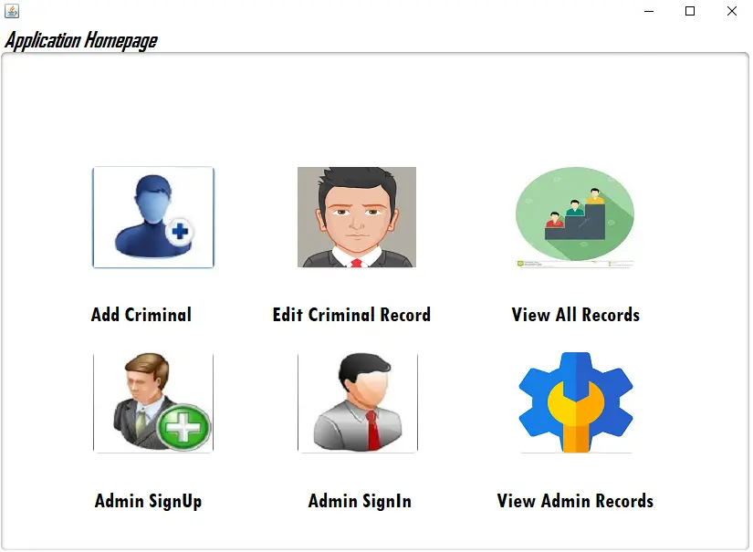Criminal Record Management System Home Page
