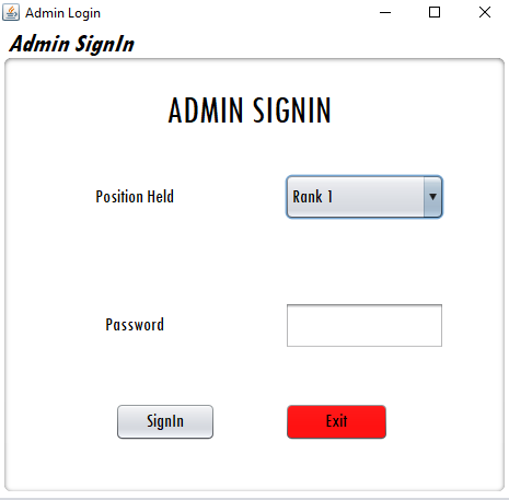 Criminal Record Management System Admin Sign In