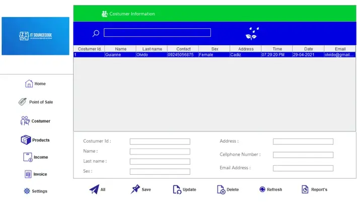 Point Of Sale (POS) Customer Information