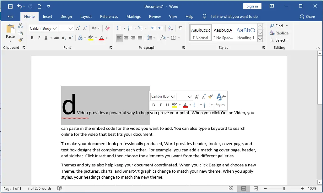 Select TEXT IN DOCUMENT