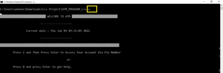 Simple ATM Program in C++ with Source Code