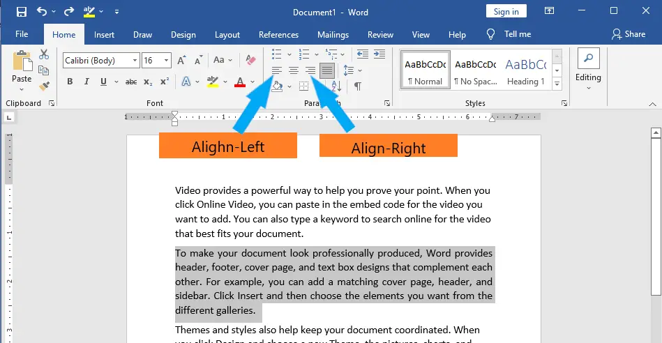 Align Left and Align Right