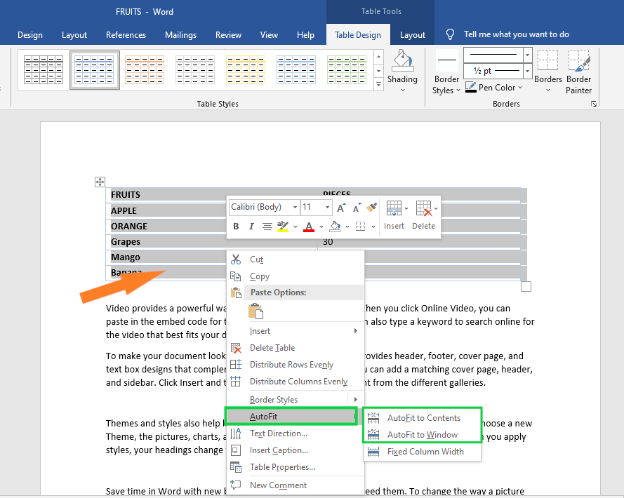 How To Resize Table In MS Word