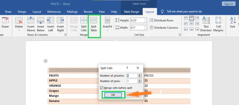 How to Merge Table Cells in MS Word