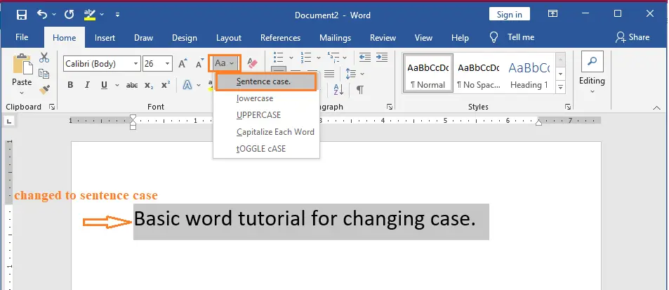 how to change case in word upper lower title or sentence case