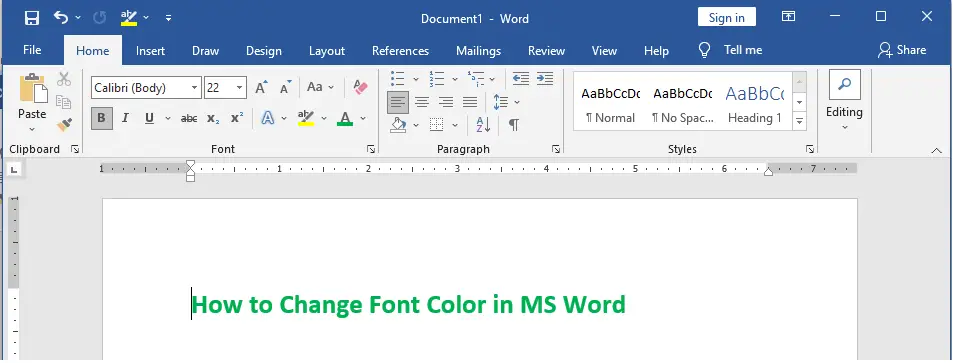 Font Color Changed to Green