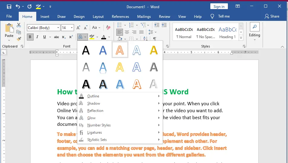 How to Apply Text Effects to Text in MS Word