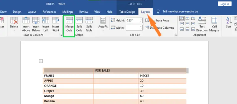 How to Merge Table Cells in MS Word