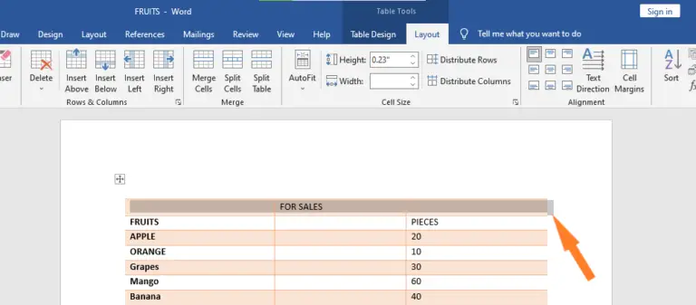 How to Merge Table Cells in MS Word