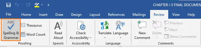 SPELLING AND GRAMMAR IN MS WORD