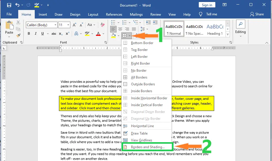 How To Apply Border And Shading In MS Word