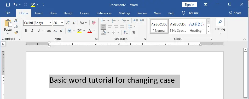 Selected text to Change Case in Microsoft Word
