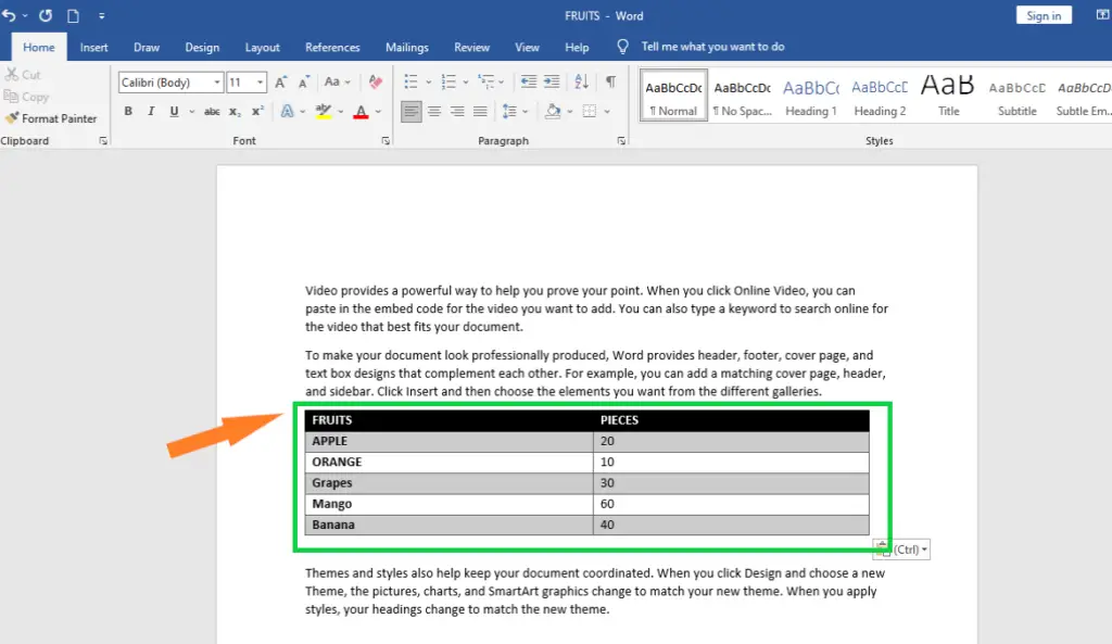 Different Ways on How to Move Table in MS Word