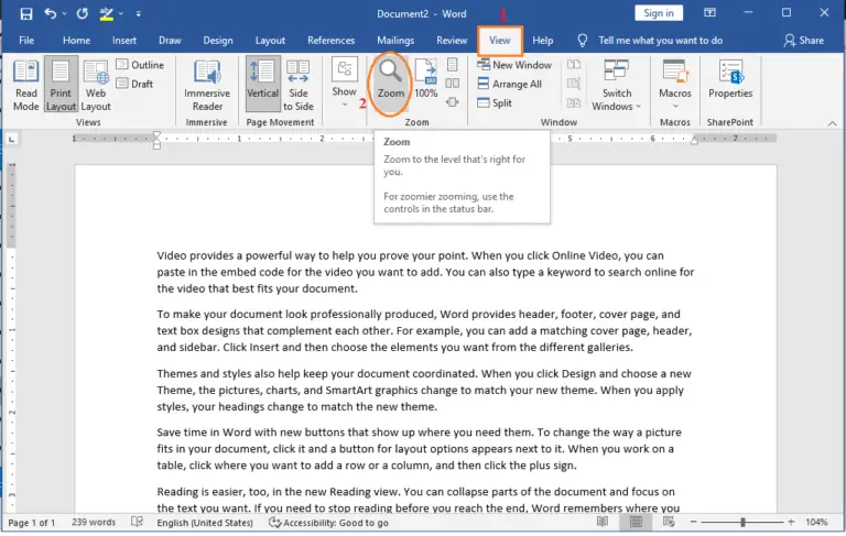 How To Zoom In and Zoom Out In MS Word