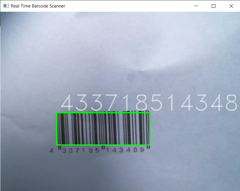 Real Time Barcode Scanner Output