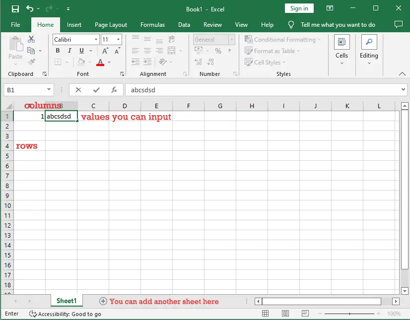 excel sheet