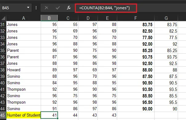 COUNTA FUNCTION Value Arguments With Range