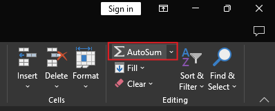 Excel AutoSum