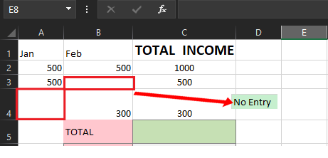Excel Cell No data