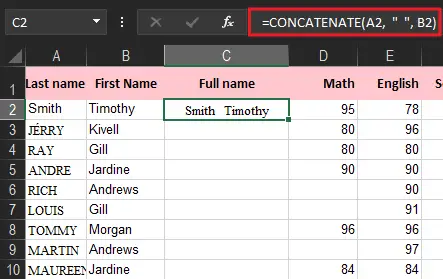 Concatenating the Values of Several Cells