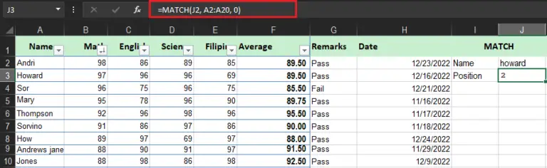 Excel Match Function With Examples and How to Use