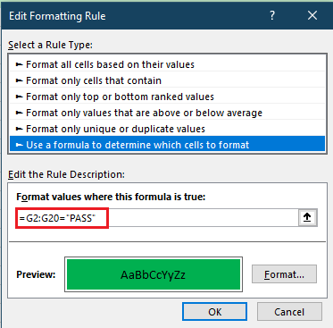 conditional formatting uing formula