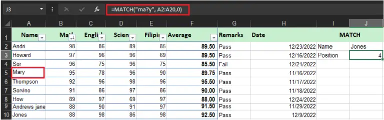 Excel Match Function With Examples and How to Use - Itsourcecode.com