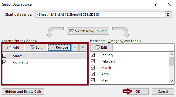 remove data series in excel