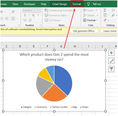 Click the chart, then the Format tab - How To Move A Chart In Excel To A Chart Sheet
